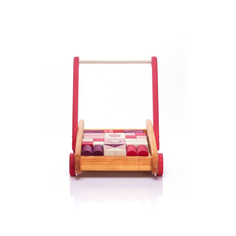 Skule Holzlaufwagen - Natur-Pink von Skule