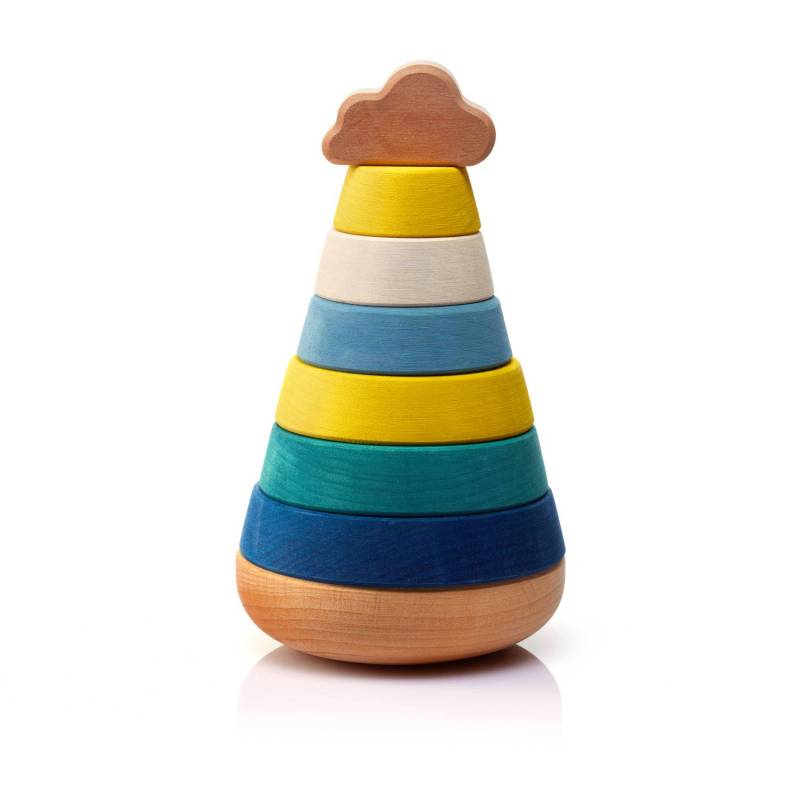 Skule Stapelturm aus Holz "Leuchtturm" - Blau von Skule