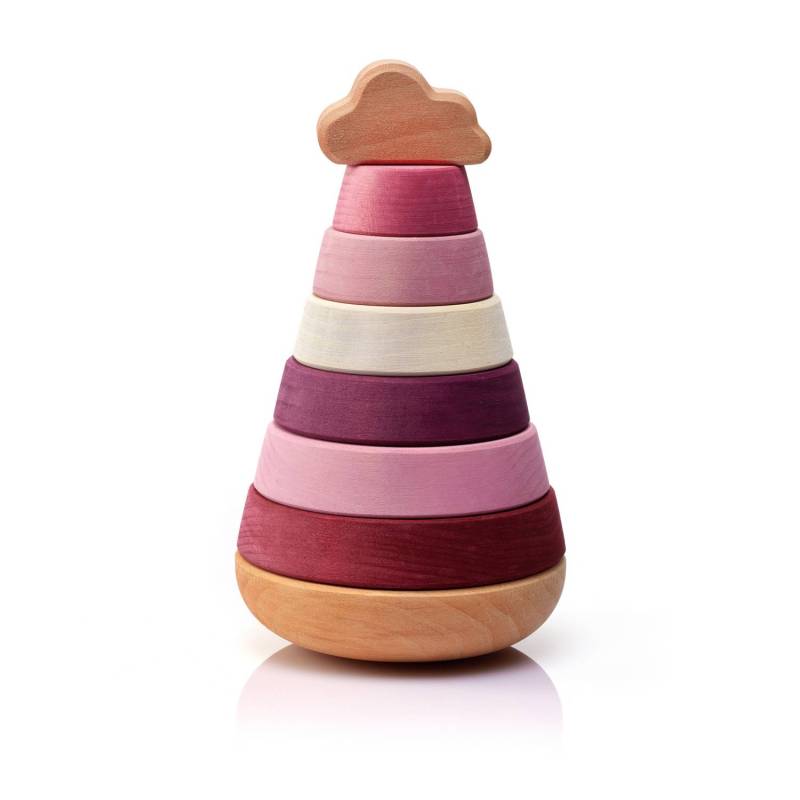 Skule Stapelturm aus Holz "Leuchtturm" - Pink von Skule