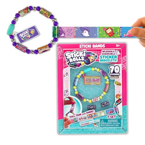 Sticki Rolls Sticki Bands, tragbares & teilbares Aufkleberarmband, 70 Mini-Aufkleber, verschiedene Farben und Stile Sticki Rolls Sticki Bands, tragbares & teilbares Aufkleberarmband, 70 Mini-Aufkleber, verschiedene Farben und Stile von Sky Castle