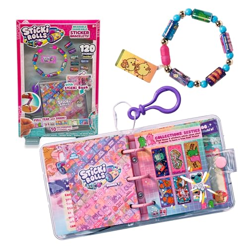 Sky Castle Sticki Rolls Book Pack, Armbänder mit Aufklebern, Rollen mit Kawaii-Thema, 50 Aufkleber pro Armband, 2 extra austauschbare Rollen, inklusive Notizbuch, Famosa (TCR02000) von STICKI ROLLS