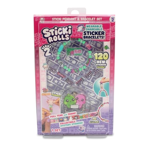 Sky Castle Sticki Rolls Sticki Anhänger, tragbares und teilbares Aufkleberarmband, 120 Mini-Aufkleber, verschiedene Farben und Stile von Sky Castle