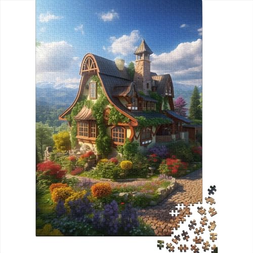Bergdorf Hütte Puzzles 1000 Teile Schwer Puzzle Spielzeug Pädagogisches Spiel Impossible Herausforderungsspielzeug Für Erwachsene Und Kinder Ab 12 Jahren 1000pcs (75x50cm) von SkyClouf