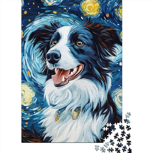 Border Collie Puzzles 1000 Teile Schwer Puzzle Spielzeug Pädagogisches Spiel Impossible Herausforderungsspielzeug Für Erwachsene Kinder 1000pcs (75x50cm) von SkyClouf