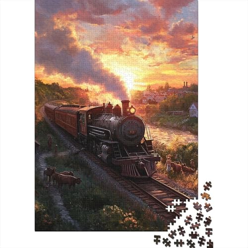 Dampflokomotive Puzzle 1000-teilige Schwer Puzzle Spielzeug Lernspiel Impossible Herausforderung Spielzeug Für Erwachsene Und Kinder Ab 14 Jahren 1000pcs (75x50cm) von SkyClouf
