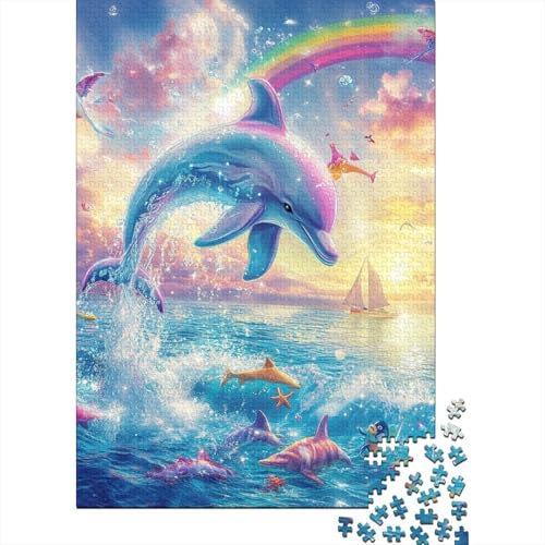 Delphin Puzzle 1000 Teile Schwer Puzzle Spielzeug Pädagogisches Spiel Impossible Herausforderungsspielzeug Für Erwachsene Und Kinder Ab 12 Jahren 1000pcs (75x50cm) von SkyClouf