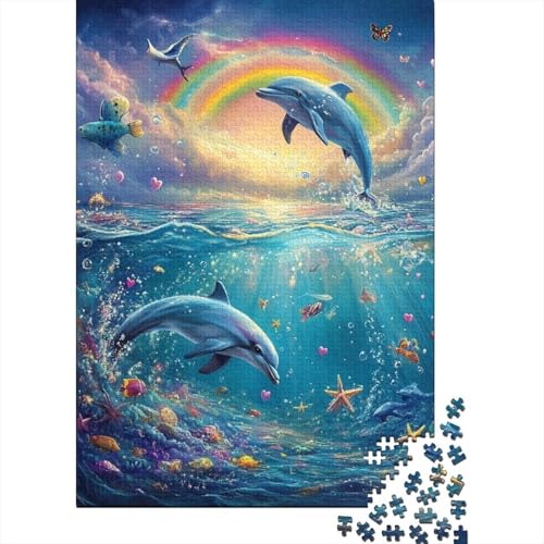 Delphin Puzzles 1000 Teile Schwer Puzzle Spielzeug Lernspiel Impossible Herausforderung Spielzeug Für Erwachsene Und Kinder Ab 12 Jahren 1000pcs (75x50cm) von SkyClouf