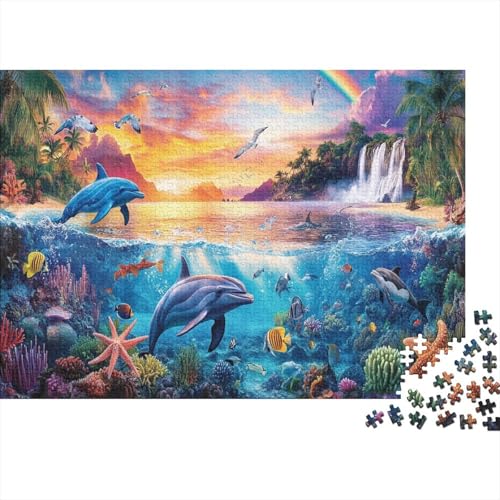 Delphin Puzzlespiel 1000 Teile Jigsaw Puzzle 1000 Puzzle FüR Erwachsene Kinder Senioren Erwachsenen Puzzlespiel Puzzel 1000pcs (75x50cm) von SkyClouf