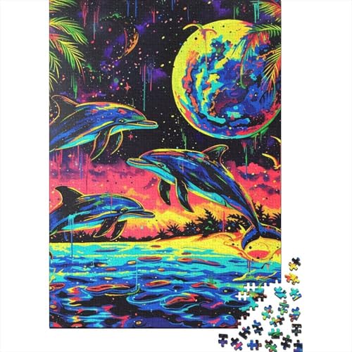 Delphins Puzzle 1000-teilige Schwer Puzzle Spielzeug Lernspiel Impossible Herausforderungsspielzeug Für Erwachsene Kinder 1000pcs (75x50cm) von SkyClouf