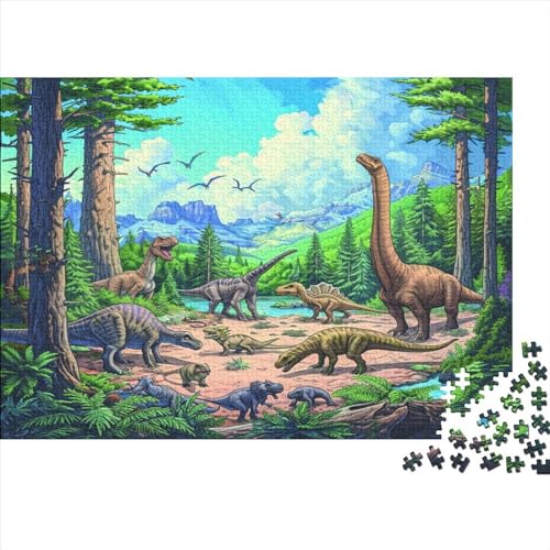 Dinosaurs 1000 Teile Puzzle Für Erwachsene Impossible Puzzle Dinosaurs Herausforderndes Wohnkultur Puzzle Geschenk Holzspielzeug 1000pcs (75x50cm) von SkyClouf