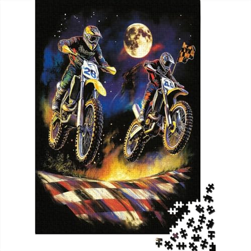 Dirt Bike Puzzles 1000 Stücke Unmögliches Puzzle Schwierig Abzuschließen Bildungsspiele Dirt Bike Home Dekoration Puzzle Primitives Holzpuzzle Geschenk Für Kinder 1000pcs (75x50cm) von SkyClouf
