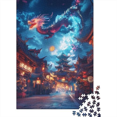 Drache Puzzle 1000-teilige Schwer Puzzle Spielzeug Pädagogisches Spiel Impossible Herausforderungsspielzeug Für Erwachsene Kinder 1000pcs (75x50cm) von SkyClouf