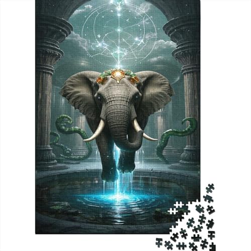 Elefant Puzzles 1000 Stücke Unmögliches Puzzle Schwierig Abzuschließen Bildungsspiele Elefant Home Dekoration Puzzle Primitives Holzpuzzle Schönes Geschenk 1000pcs (75x50cm) von SkyClouf