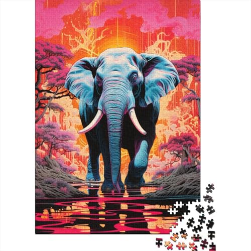 Elephant Puzzles 1000 Teile Schwer Puzzle Spielzeug Pädagogisches Spiel Impossible Herausforderungsspielzeug Für Erwachsene Kinder 1000pcs (75x50cm) von SkyClouf