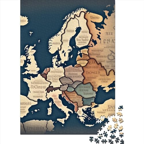 Europakarte Puzzles 1000-teilige Schwer Puzzle Spielzeug Lernspiel Impossible Herausforderungsspielzeug Für Erwachsene Kinder 1000pcs (75x50cm) von SkyClouf