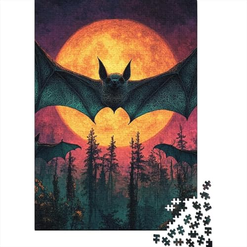 Fledermaus Puzzle 1000 Teile Schwer Puzzle Spielzeug Lernspiel Impossible Herausforderung Spielzeug Für Erwachsene Und Kinder Ab 12 Jahren 1000pcs (75x50cm) von SkyClouf