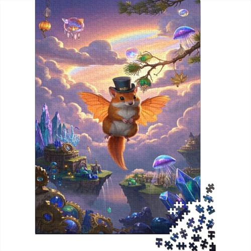 Flying Eichhörnchen Puzzles 1000 Stücke Unmögliches Puzzle Schwierig Abzuschließen Bildungsspiele Eichhörnchen Home Dekoration Puzzle Primitives Holzpuzzle Geschenk Für Kinder 1000pcs (75x50cm) von SkyClouf
