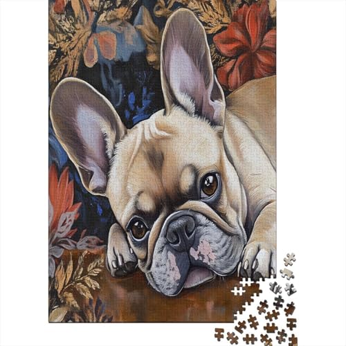 French BullHund Puzzle 1000-teilige Schwer Puzzle Spielzeug Pädagogisches Spiel Impossible Herausforderungsspielzeug Für Erwachsene Und Kinder Ab 12 Jahren 1000pcs (75x50cm) von SkyClouf