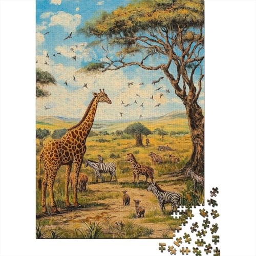 Giraffe Puzzles 1000-teilige Schwer Puzzle Spielzeug Lernspiel Impossible Herausforderungsspielzeug Für Erwachsene Kinder 1000pcs (75x50cm) von SkyClouf