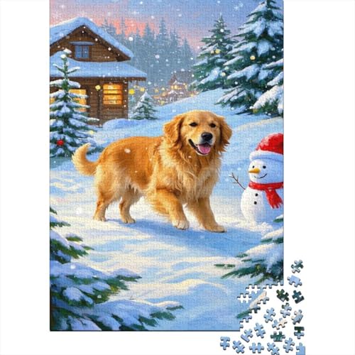 Golden Retriever Puzzles 1000 Stücke Unmögliches Puzzle Schwierig Abzuschließen Bildungsspiele Golden Retriever Home Dekoration Puzzle Primitives Holzpuzzle Schönes Geschenk 1000pcs (75x50cm) von SkyClouf