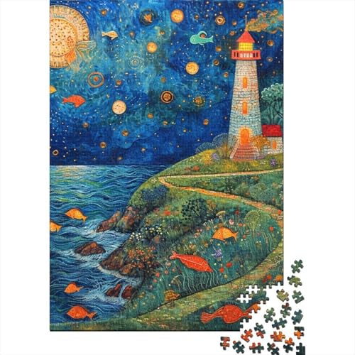 Hafen Leuchtturm Puzzle 1000 Teile Schwer Puzzle Spielzeug Pädagogisches Spiel Impossible Herausforderungsspielzeug Für Erwachsene Und Kinder Ab 14 Jahren 1000pcs (75x50cm) von SkyClouf