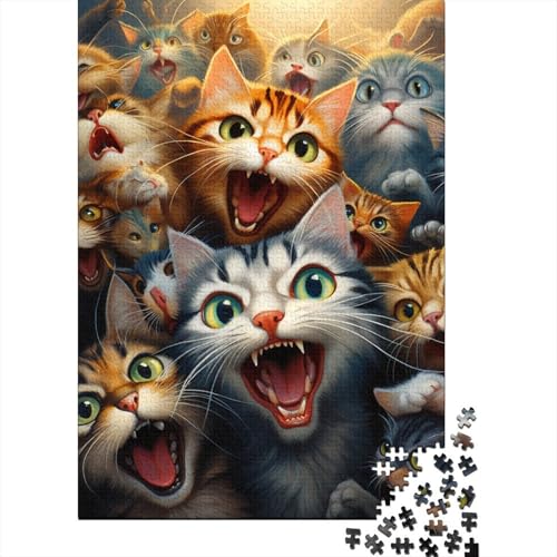 Katze Puzzle 1000-teilige Schwer Puzzle Spielzeug Lernspiel Impossible Herausforderungsspielzeug Für Erwachsene Kinder 1000pcs (75x50cm) von SkyClouf