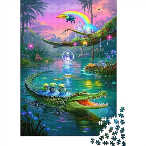 Krokodil Puzzles 1000 Stücke Unmögliches Puzzle Schwierig Abzuschließen Bildungsspiele Krokodil Home Dekoration Puzzle Primitives Holzpuzzle Schönes Geschenk 1000pcs (75x50cm) von SkyClouf