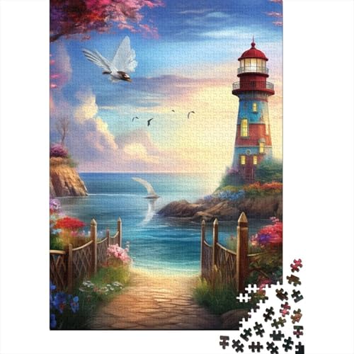 Küste Leuchtturms Puzzle 1000-teilige Schwer Puzzle Spielzeug Lernspiel Impossible Herausforderung Spielzeug Für Erwachsene Und Kinder Ab 12 Jahren 1000pcs (75x50cm) von SkyClouf