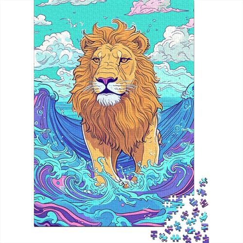 Löwe Puzzle 1000-teilige Schwer Puzzle Spielzeug Lernspiel Impossible Herausforderungsspielzeug Für Erwachsene Und Kinder Ab 14 Jahren 1000pcs (75x50cm) von SkyClouf