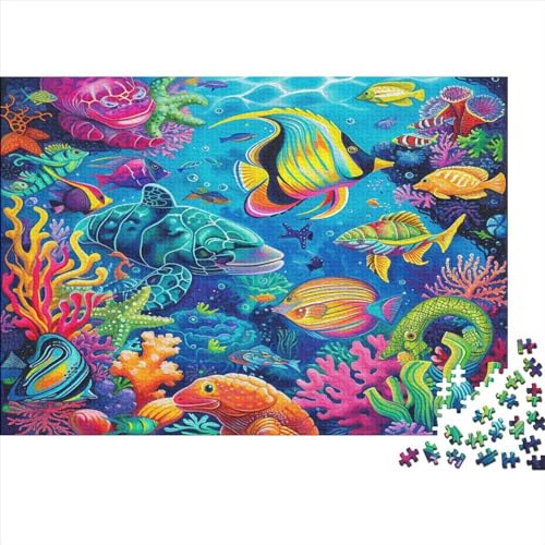 Meeresleben Meerestiere 1000 Teile, Impossible Puzzle,Geschicklichkeitsspiel Für Die Ganze Familie, Erwachsenenpuzzle Ab 14 Jahren Puzzel 1000pcs (75x50cm) von SkyClouf