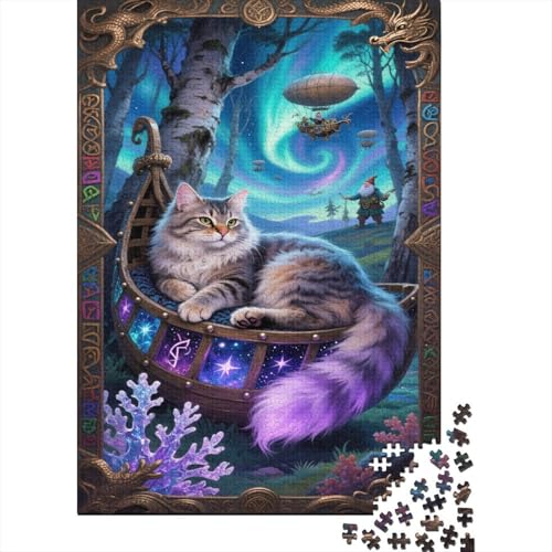Norwegische Waldkatze Puzzles 1000 Stücke Unmögliches Puzzle Schwierig Abzuschließen Bildungsspiele Forest Cat Home Dekoration Puzzle Primitives Holzpuzzle Geschenk Für Kinder 1000pcs (75x50cm) von SkyClouf