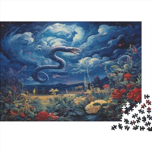 Ölgemälde Schlange Puzzle 1000 Teile Puzzles Für Erwachsene Lernspiel Herausforderungsspielzeug 1000-teilige Puzzlespiel Für Erwachsene Kinder Puzzel 1000pcs (75x50cm) von SkyClouf