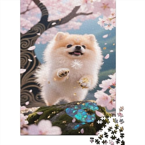 Pomeranian-Welpe Puzzles 1000 Stücke Unmögliches Puzzle Schwierig Abzuschließen Bildungsspiele Pomeranian-Welpe Puzzle Für Familien Primitives Holzpuzzle Schönes Geschenk 1000pcs (75x50cm) von SkyClouf