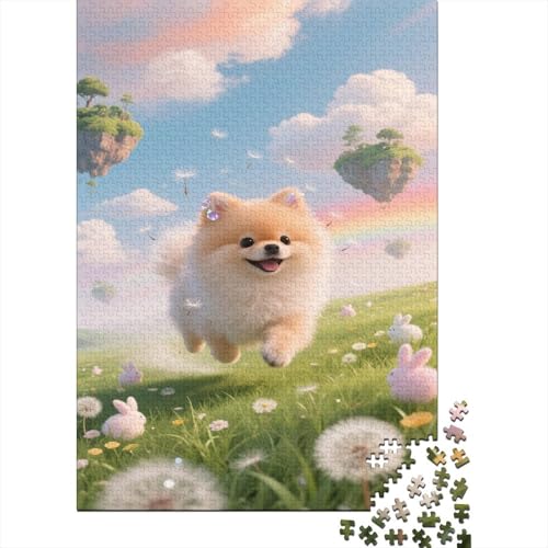 Pomeranian-Welpe Puzzles 1000 Stücke Unmögliches Puzzle Schwierig Abzuschließen Bildungsspiele Pomeranian-Welpe Puzzle Für Familien Primitives Holzpuzzle Schönes Geschenk 1000pcs (75x50cm) von SkyClouf