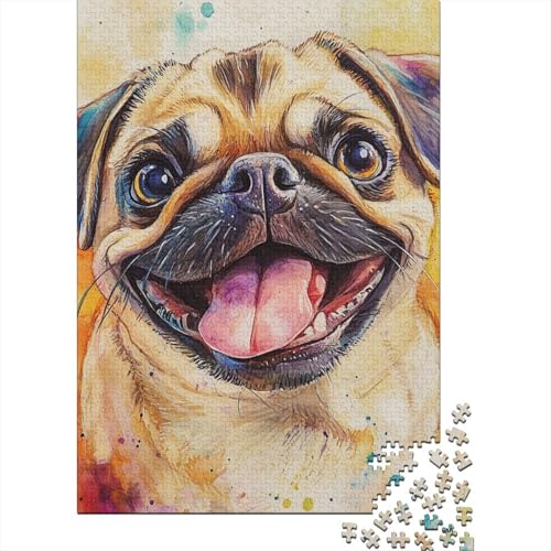 Pug Puzzle 1000-teilige Schwer Puzzle Spielzeug Lernspiel Impossible Herausforderungsspielzeug Für Erwachsene Und Kinder Ab 14 Jahren 1000pcs (75x50cm) von SkyClouf