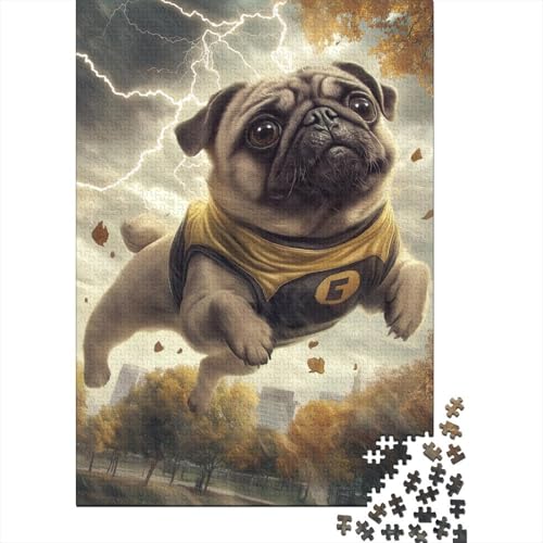 Pug Puzzle 1000-teilige Schwer Puzzle Spielzeug Pädagogisches Spiel Impossible Herausforderungsspielzeug Für Erwachsene Und Kinder in Bewährter 1000pcs (75x50cm) von SkyClouf