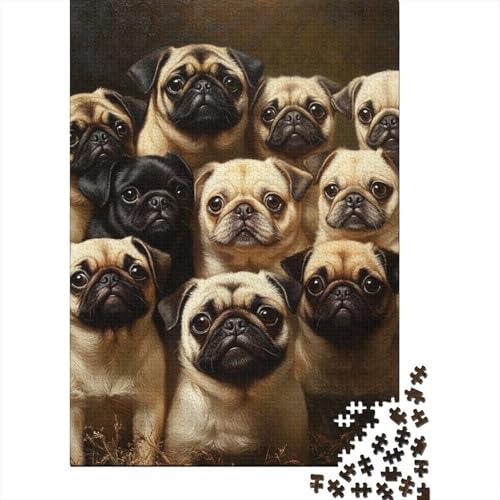 Pug Puzzles 1000-teilige Schwer Puzzle Spielzeug Lernspiel Impossible Herausforderungsspielzeug Für Erwachsene Kinder 1000pcs (75x50cm) von SkyClouf