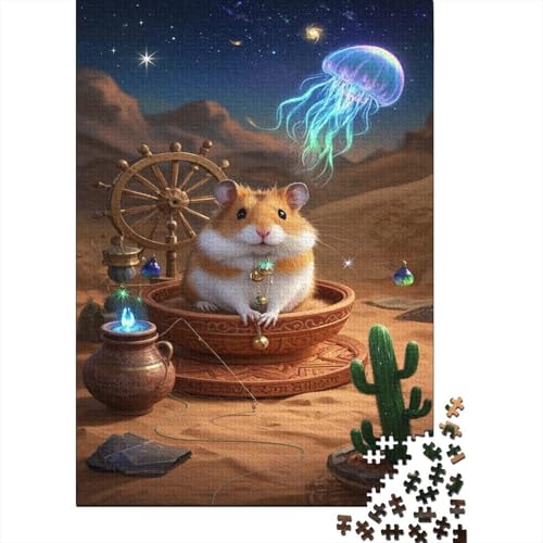 Robo-Hamster Puzzles 1000 Stücke Unmögliches Puzzle Schwierig Abzuschließen Bildungsspiele Robo-Hamster Puzzle Für Familien Primitives Holzpuzzle Geschenk Für Erwachsene 1000pcs (75x50cm) von SkyClouf