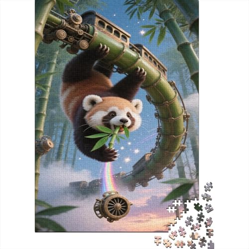 Roter Panda Puzzles 1000 Stücke Unmögliches Puzzle Schwierig Abzuschließen Bildungsspiele Roter Panda Home Dekoration Puzzle Primitives Holzpuzzle Geschenk Für Kinder 1000pcs (75x50cm) von SkyClouf