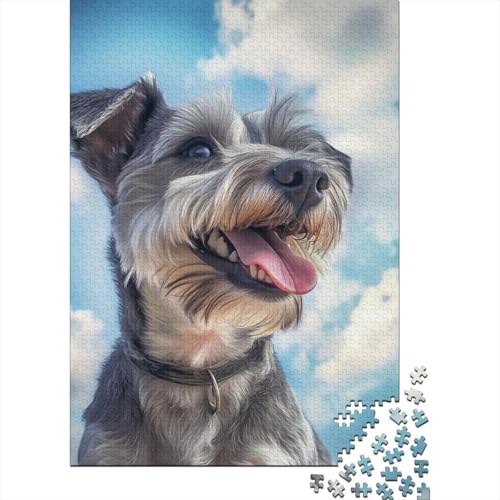 Schnauzer Puzzle 1000-teilige Schwer Puzzle Spielzeug Lernspiel Impossible Herausforderung Spielzeug Für Erwachsene Und Kinder in Bewährter 1000pcs (75x50cm) von SkyClouf