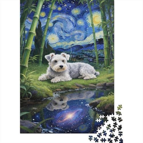 Schnauzer Puzzles 1000 Stücke Unmögliches Puzzle Schwierig Abzuschließen Bildungsspiele Schnauzer Puzzle Für Familien Primitives Holzpuzzle Geschenk Für Kinder 1000pcs (75x50cm) von SkyClouf