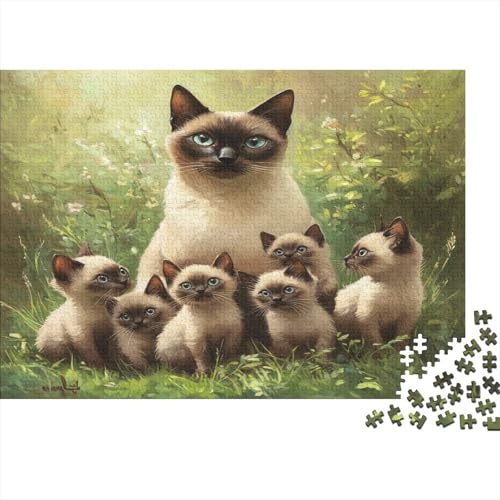 Siamkätzchen Puzzle 1000 Teile Puzzles Für Erwachsene Lernspiel Herausforderungsspielzeug 1000-teilige Puzzlespiel Für Erwachsene Kinder Puzzel 1000pcs (75x50cm) von SkyClouf