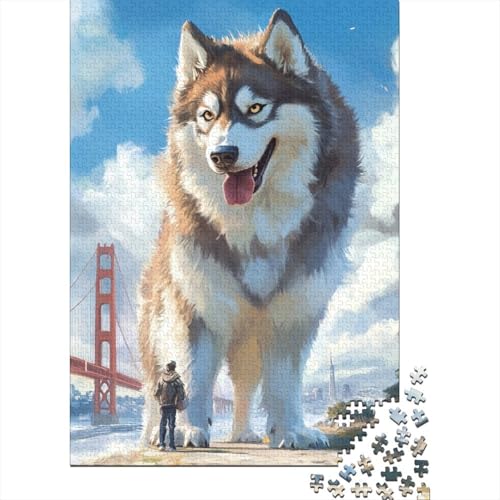 Sibirischer Husky Puzzle 1000-teilige Schwer Puzzle Spielzeug Lernspiel Impossible Herausforderungsspielzeug Für Erwachsene Und Kinder Ab 12 Jahren 1000pcs (75x50cm) von SkyClouf
