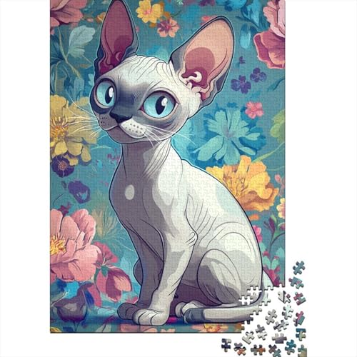 Sphinxkatze Puzzle 1000-teilige Schwer Puzzle Spielzeug Lernspiel Impossible Herausforderungsspielzeug Für Erwachsene Kinder 1000pcs (75x50cm) von SkyClouf
