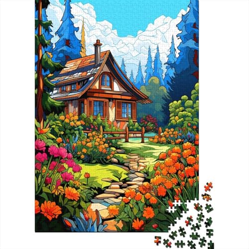 Tal Hütte Puzzles 1000 Stücke Unmögliches Puzzle Schwierig Abzuschließen Bildungsspiele Tal Hütte Puzzle Für Familien Primitives Holzpuzzle Schönes Geschenk 1000pcs (75x50cm) von SkyClouf