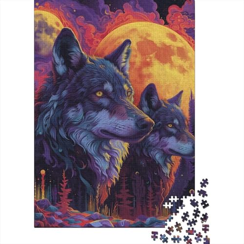 Wölfe im Mondlicht Puzzles 1000 Teile Schwer Puzzle Spielzeug Pädagogisches Spiel Impossible Herausforderungsspielzeug Für Erwachsene Und Kinder in Bewährter 1000pcs (75x50cm) von SkyClouf