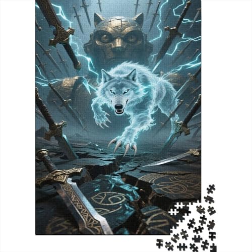 Wolf Puzzles 1000 Stücke Unmögliches Puzzle Schwierig Abzuschließen Bildungsspiele Wolf Home Dekoration Puzzle Primitives Holzpuzzle Geschenk Für Kinder 1000pcs (75x50cm) von SkyClouf