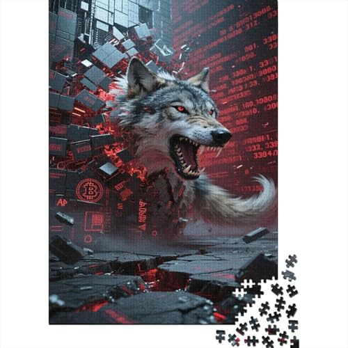 Wolf Puzzles 1000 Stücke Unmögliches Puzzle Schwierig Abzuschließen Bildungsspiele Wolf Puzzle Für Familien Primitives Holzpuzzle Schönes Geschenk 1000pcs (75x50cm) von SkyClouf
