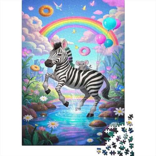 Zebra Puzzles 1000 Stücke Unmögliches Puzzle Schwierig Abzuschließen Bildungsspiele Zebra Home Dekoration Puzzle Primitives Holzpuzzle Geschenk Für Kinder 1000pcs (75x50cm) von SkyClouf