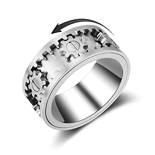 Fidget Spinner Ring Edelstahl, Zahnrad Ring Drehbar für Herren Damen, Ringe Gegen Angst und Nervosität, Breit Zeigefinger Ringe Stressabbau Bandringe Fidget Spinner Ring Edelstahl, Zahnrad Ring Drehbar für Herren Damen, Ringe Gegen Angst und Nervosität, Breit Zeigefinger Ringe Stressabbau Bandringe von SkyFace